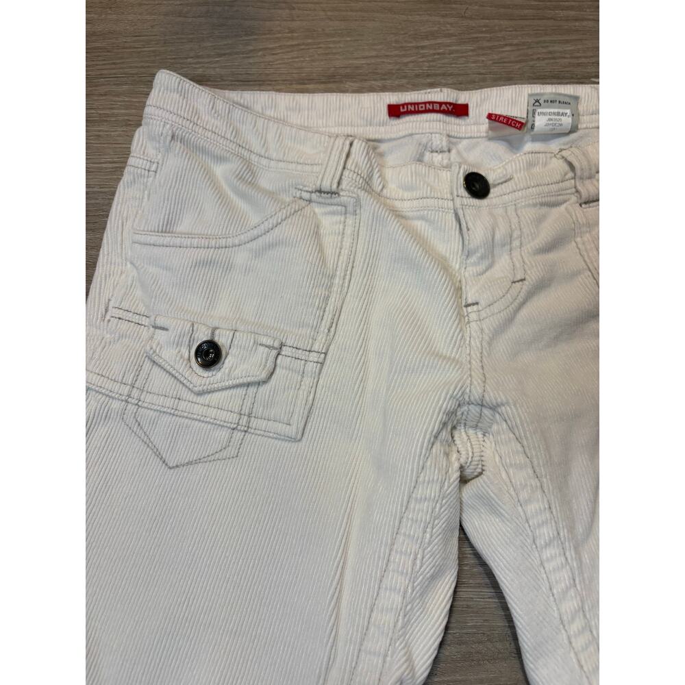 Vintage Y2K Unionbay White Corduroy Low Rise Flare Jeans Stretch 5 Patch Pockets - Picture 4 of 12